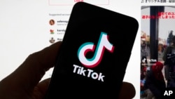 手机上的TikTok徽标。(资料照片)