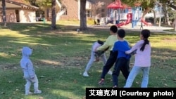 刘家两兄弟家的孩子们在公园里玩耍。(艾瑞克刘提供)