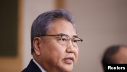 韩国外长朴振2023年3月6日宣布一项赔偿被日本强征劳工的方案。(路透社)
