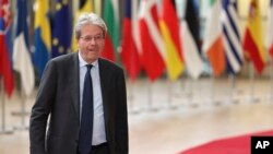 欧盟经济专员保罗·真蒂洛尼(Paolo Gentiloni)在布鲁塞尔欧洲理事会大楼。资料照
