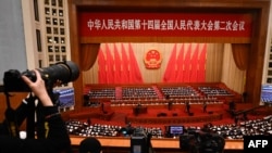 资料照片:2024年3月8日,中国第十四届全国人民代表大会第二次全体会议在北京人民大会堂举行。(法新社照片)