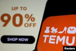 资料照:手机上Temu App和Temu的打折广告 (2023年4月26日)