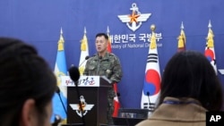 韩国高级军官Kang Hopil 在韩国国防部讲话。(2023年11月20日)