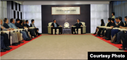 台湾海基会董事长林中森和前海协会会长陈云林进行会晤 (海基会提供)