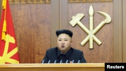 朝鲜领导人金正恩发表元旦讲话。(资料照)