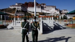 资料照:中国士兵在拉萨布达拉宫前举行换岗仪式。(2020年10月15日)
