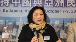 高瑜2012年10月在布达佩斯全球支持中国和亚洲民主化论坛大会上演讲(民主中国阵线总部理事李震拍摄)