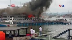 Tàu du lịch bốc cháy ở Vịnh Hạ Long Tàu du lịch bốc cháy ở Vịnh Hạ Long