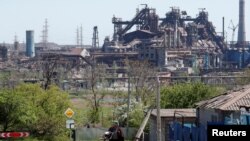 马里乌波尔市受损的亚速钢铁厂(2022年5月12日)