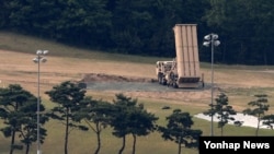 被部署在韩国庆尚北道星洲驻韩美军萨德基地的萨德系统 (2017年8月12日)