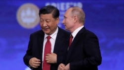 中国国家主席习近平和俄罗斯总统普京在圣彼得堡出席国际经济论坛会议期间。(2019年6月7日)
