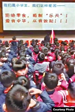 某地一小学学生发誓抵制乐天 (网络图片)