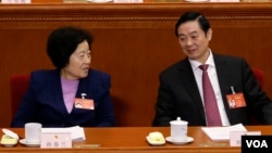 中共中央统战部长孙春兰和中宣部长刘奇葆在人大会议上(2017年3月8日)