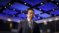 中国公安部副部长出身的国际刑警组织主席孟宏伟走上国际刑警组织世界大会的讲台,准备讲话(2017年7月4日)