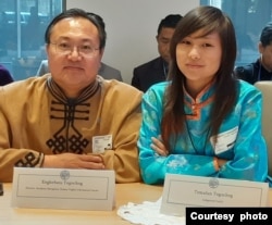 2024年9月18日,特木伦-陶格楚格在纽约联合国大会成员国简报会上 (南蒙古人权信息中心 Southern Mongolian Human Rights Information Center提供)