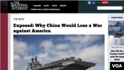 截图:《国家利益》杂志文章“为什么美中开战中国会输”