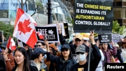 2019年9月加拿大温哥华市一些人声援香港反送中运动(路透社)