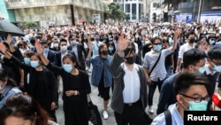 2019年11月14日,反政府示威者聚集在香港中环。