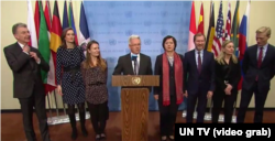 欧盟驻联合国代表在联合国安全理事会会议上谈论委内瑞拉问题(2019年1月26日)