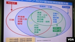 台湾立法院质询时所展示的区域经济图(美国之音张永泰拍摄)