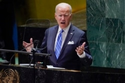 美国总统拜登在联合国大会上发表讲话。(2021年9月21日)