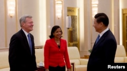 习近平主席会见美国国家安全顾问赖斯和驻华大使博卡斯,日期是9月9日,习近平走访北师大的同一天。