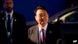 资料照:韩国总统尹锡悦(Yoon Suk Yeol)2022年6月30日到达马德里参加北约峰会。