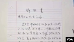 网传龙镇洋手写请辞信(来自博讯)