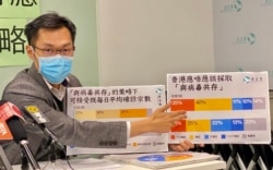 民主黨醫療政策發言人袁海文表示,香港的防疫政策長期在”清零”下,只有大棒從來沒有蘿蔔,他認為是導致香港人抗疫疲勞的主要原因。(美國之音 湯惠芸拍攝)