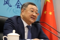 资料照:中国外交部军控司司长傅聪在记者会上讲话。(2020年7月8日)