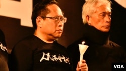 香港支聯會主席何俊仁(左)。(美國之音湯惠芸攝)