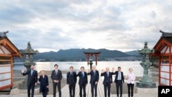 在日本广岛参加七国集团峰会的领导人们。(5月19日摄)