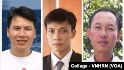 (Ảnh ghép từ trái qua phải) Đỗ Nam Trung, Bủi Văn Thuận và Đặng Đăng Phước, hiện đang thụ án tù tại các trại tù ở Việt Nam vì các cáo buộc "tuyên truyền chống nhà nước", vừa được vinh giải với giải thưởng Nhân quyền Việt Nam 2024.