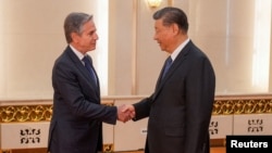 2024年4月26日,美国国务卿安东尼·布林肯在中国北京人民大会堂会见中国国家主席习近平。