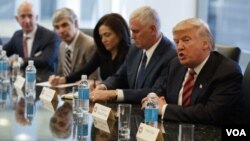 President-elect Donald Trump speaks during a meeting with technology industry leaders