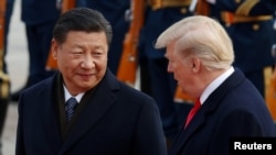 川普与习近平2017年11月9日在北京会面(路透社)