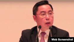 中国驻美公使李克新(联合报网络视频截图)