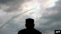 金正恩观看导弹发射 (2019年7月31号摄)