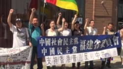 纽约异议人士和大陆访民声援香港七一大游行 纽约异议人士和大陆访民声援香港七一大游行