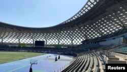 中国广东深圳曾经举办2019年WTA巡回赛的深圳湾体育中心内景。(2021年12月2日)