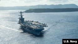 美国海军罗斯福号航母2020年5月21日离开关岛重新出海执行任务(美国海军照片)